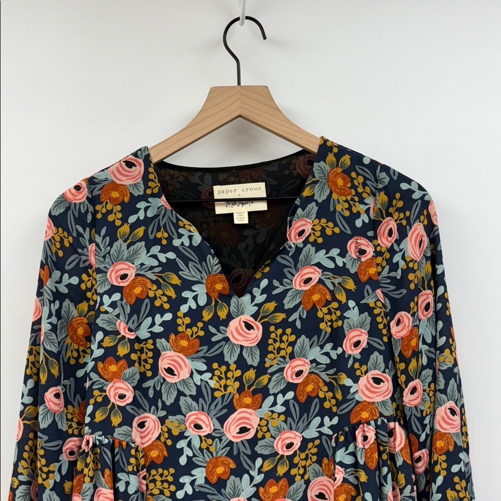 Anthropologie Rifle Paper Co. Efflorescence Floral Swing Mini Dress XXS - Picture 3 of 9